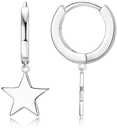 Milacolato Creolen mit Anhänger Silber 925 Hypoallergene Huggie Creolen Ohrringe Hängend mit Stern Anhänger Tropfen Ohrringe Damen