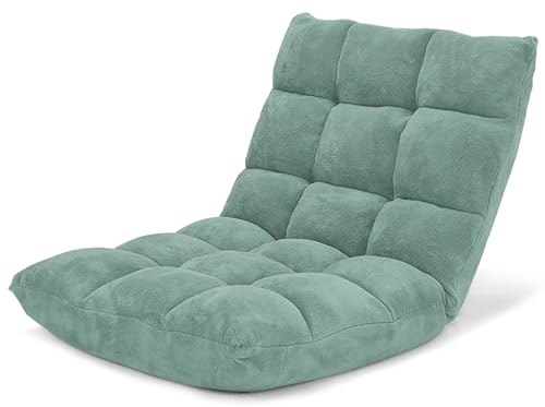 GOPLUS Bodenstuhl, Bodensofa mit Rückenlehne, Bodensessel mit Schlaffunktion, Floor Chair, Lazy Sofa, Meditationsstuhl für Wohnzimmer & Balkon (Mintgrün)