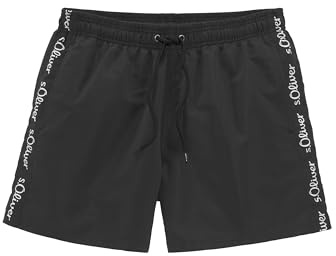 s.Oliver Herren Badeshorts mit seitlichem Schriftzug in schwarz