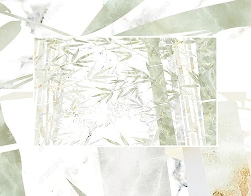 Papier Peint Intissé Bambou Marbré Poster Tableaux Muraux Tapisserie Photo Trompe L'Oeil Salon Chambre Art Mural 400Cm(L) X280Cm(H)