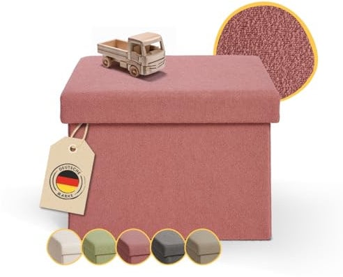 Laleni Sitzbank mit Stauraum - Truhenbank mit Stauraum 41x31 cm - Sitztruhe mit Stauraum - Sitzwürfel - Aufbewahrungsboxen - Sitzbank klein - Polsterhocker - Kisten Aufbewahrung mit Deckel in Koralle