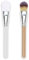 IZyufan Pinceau Fond de Teint, [2 Pièces] Pinceau de Maquillage Professionnel pour Maquillage du Visage, Foundation Brush, Pinceau Masque pour le Mélange Liquide, Crème ou Poudre (Blanc et Marron)