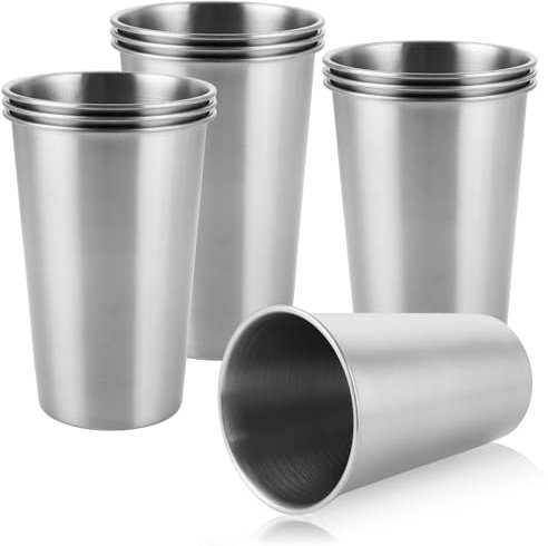 LOPYXBR 10 Stück Edelstahl Becher 500ml Edelstahlbecher, Silber Camping Becher, Metallbecher Ohne Griff, Edelstahl Trinkbecher für Zuhause, Restaurant, Party, Camping