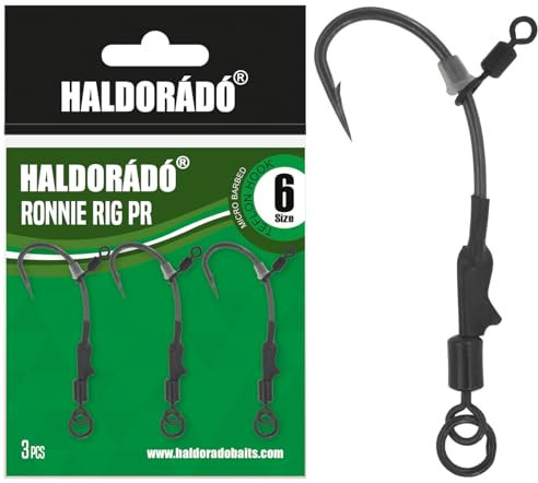 Haldorádó Ronnie Rig PR Angelhaken, Größe 6, 3 Stück, 360-Grad-Dreh-Design, Schwarz