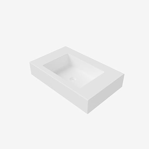 Encimera de baño con lavabo rectangular integrado en SUPERFICIE SÓLIDA, acabado blanco mate - Idral