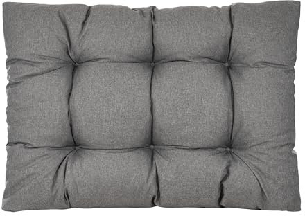 PFM HOME Palettenkissen 120 x 80 cm Outdoor-Kissen für Palettensofa Palettenmöbel Europaletten - Sitzkissen Paletten-Auflagen Gesteppt - Dunkelgrau
