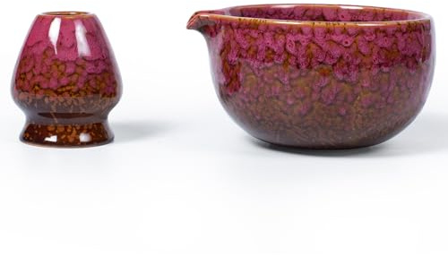 QDDTRAHCCLJZ Japanese Ceramic Matcha Bowl. 20 Ounce Ceramic Bowl | Matcha tea bowl. A gift for matcha enthusiasts (red)