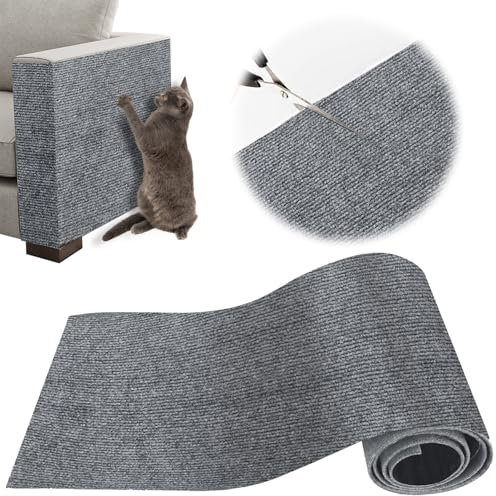 Griffoir Chat Canapé, Protection Canape Chat Anti Griffe 200 x 40 cm, Griffoir pour, Facile à Couper,Meubles,Murs,Sisal et Moquette (Gris Clair)