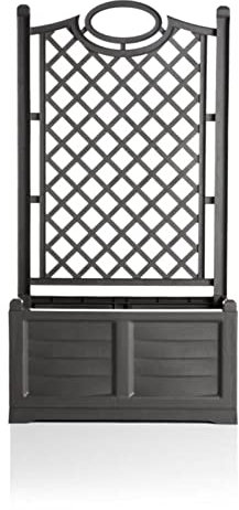 BERARDI | Fioriera da Giardino con Griglia, Divisorio per Esterni con Spalliera Regolabile, Design Effetto Legno, Grigio