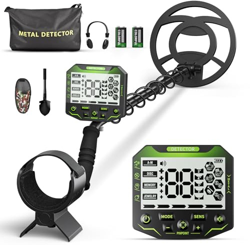 Trsaow Metal Detector for Adults Kids,Professional IP68 Waterproof with 10.23'' Coil 5 Modes Higher Accuracy Lightweight Adjustable Stem Battery and USB Powered Includes Storage Bag Shovel Headphones