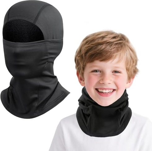 BAISEN Kids Balaclava Winter Windproof Warm Ski Mask Balaclava for Boys Girls, Outdoor Sports Cycling Prevent Cold Plus Fleece Face Mask- One Size Black