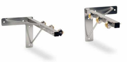 Tendedero de poleas de acero inoxidable con 2 brazos y 6 poleas de latón | Avalon Tendedero Fijo de Pared con forma escuadra. 2 Brazos de Inoxidable, 3+3 poleas y Anclajes con alta Capacidad de Carga