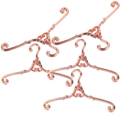 Miniatur Kleiderbügel für Puppenkleidung, 5 Stück Eisen, Rosa