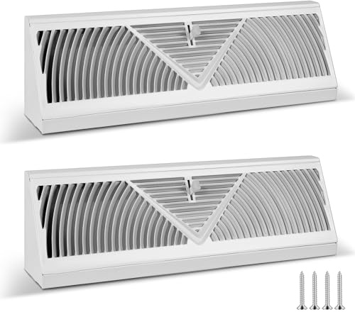 Griglia di ventilazione per battiscopa da 38,1 cm (dimensioni di apertura del condotto), 2 coperture di ventilazione per battiscopa per pareti del pavimento di casa, diffusore regolabile del flusso