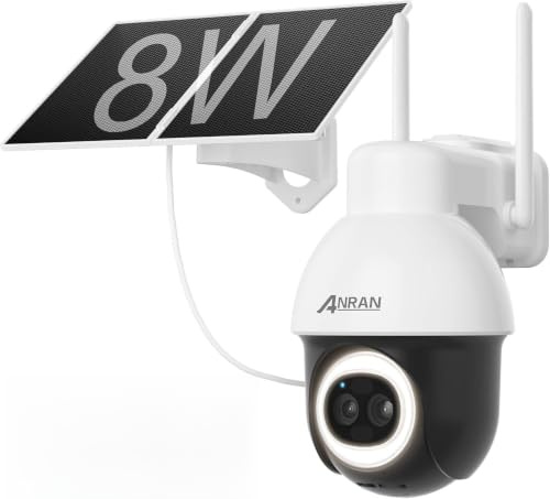 ANRAN 24/7 AOV Überwachungskamera Aussen Solar & Akku mit Auto-Tracking | 8W Solarpanel,18x Zoom,70m KI-Erkennung,5mp+3mp Doppellinse,9000 mAh Akku ,Vollfarb-Nachtsicht,355°PTZ,Kabellos,IP66