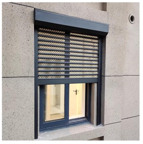 XILYZMO Garage Porte Avvolgibili Kit, Esterno Automatico Tapparella Avvolgibile, Montaggio A Sicurezza in Alluminio per Finestra Ingresso Ascensore Porta da Fienile(110x90cm)