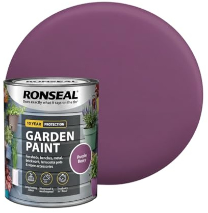 Milena Purple Berry Garden Paint 2.5l, Water Based Wooden Paints, Fast Drying Matt Finish, Long Lasting Fade Resistance Fence Paint, DIY Colour for Brick, Flower Pots (Purple Berry, 2.5 Litre)