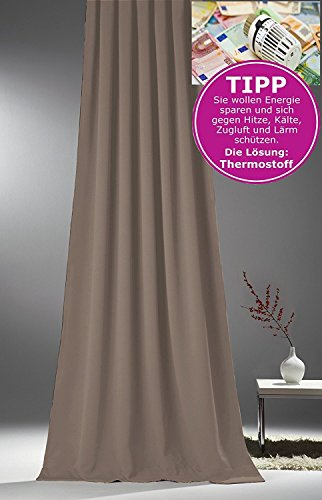NOVUM fix Vorhang Verdunkelung Kälteschutz Kräuselband Blickdicht Klimavorhang Übergardine XXL extra lang bis 350 cm energiesparen Taupe 145x175 cm(BxH)