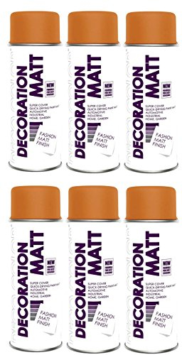 Deco Color 6er Sparpack DC Lackspray matt 400ml nach RAL freie Farbauswahl (6 Dosen in orange MATT RAL 2004)
