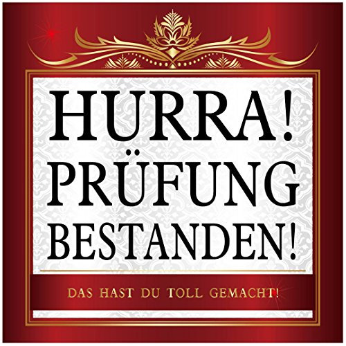 Udo Schmidt Aufkleber Hurra! Prüfung bestanden Sticker 10 x 10 cm Führerschein Abschluss Abitur