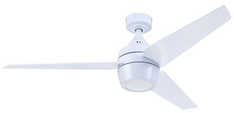 Honeywell Eamon - Ventilador de techo moderno de 52 pulgadas con luz, ventilador de control remoto, ventilador LED de interior con 3 aspas, color blanco (50605-01)