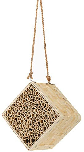 Dehner Natura Monza Hôtel à Insectes 15,5 x 15 x 15,5 cm, Bambou/contreplaqué, Naturel