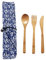 Ensemble de couverts en bambou, Set de couverts de voyage, Ensemble de vaisselle écologique, Couteau, fourchette et cuillère, Ensemble de couverts en bois, Set de couverts de camping avec Poche