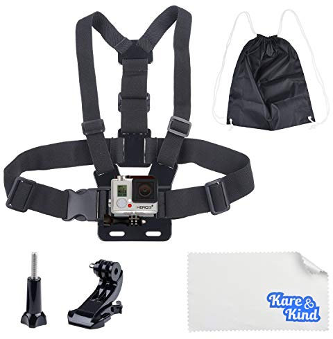 Kare & Kind Brustgurt Kompatibel mit GoPro Hero 7, 6, 5, 4, Hero Session, Schwarz, Silber, Hero +, LCD, Hero3 +, 3, 2, 1, DJI OSMO Action - Verstellbarer Brustgurt - für Action- und Outdoor-Sportarten