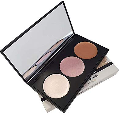 Camaleon Cosmetics - Paleta Iluminadores - 3 tonos - Blanco, Rosa y Bronce - En Crema - 100% Natural - Vegano - 1 Unidad - 7.5g