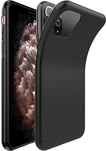 ebestStar - Hülle für iPhone 11 Pro Max, Silikon Handyhülle Cover, Full Carbon Texture Schutzhülle, Schwarz