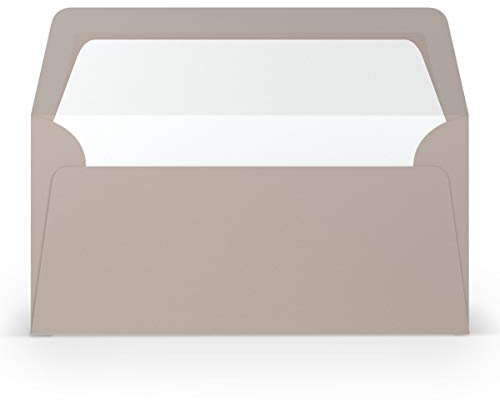 PAPERADO 25 Briefumschläge DIN lang/DL - Taupe gerippt Hell-Braun Schlamm - 100 g/m² Kuvert ohne Fenster 22 x 11 cm - Umschläge mit Nassklebung gerader Klappe