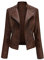 Yynuda, Giacca da motociclista da donna in ecopelle, elegante, con cerniera, classica, corta, Caff, M