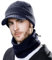 Comhats Winter Peaked Beanie Hat Men Wool Knitted Wooly Hats with Peak Visor Warm Golf Hats & Thermal Snood Fleece Neck Warmer for Ski Walking Navy L
