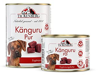 TACKENBERG Känguru Pur Nassfutter Dose für Hunde - Hundefutter in Premiumqualität - natürlich getreidefrei - 6 x 400 g