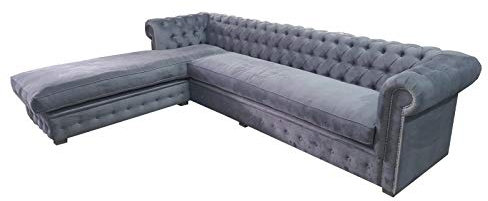 jvmoebel Samt Ecksofa Chesterfield Textil Stoff Eckcouch Sofa Polster Couch Eckgarnitur