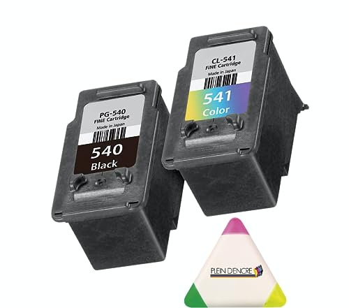 Pack 2 Cartouches d'encre Noir et Couleur pour imprimante Canon PIXMA MG3600 MG3650 MG4150 + Un surligneur Plein d'encre 3 Couleurs Offert