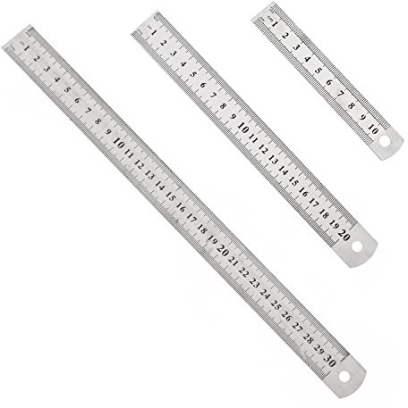 3 Rostfreier Stahl Lineal, Lineale, 10 20 30 Cm (4, 8, 12 Zoll) Messwerkzeuge, Geeignet FüR BüRo, Schule, Arbeitszimmer Zu Hause