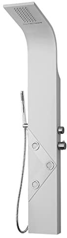 Ogomondo Colonna Pannello Doccia Lexus Alluminio Bianco 3 Getti Idro e Cascata H150xL20