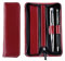 DELMON VARONE - Schreibgeräte Etui Cambridge Top Grain Leder Rot - Echtleder Stifteetui mit Reißverschluss für 2 Schreibgerät - Federmäppchen Federetui für hochwertige Kugelschreiber & Füller