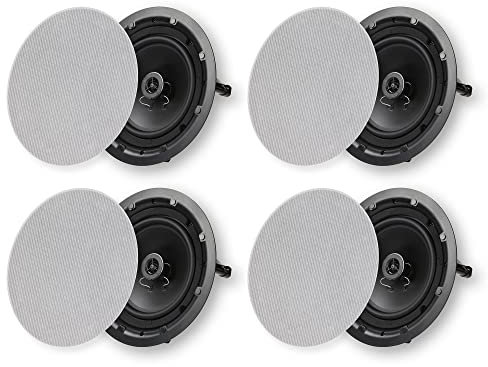 Micca Architecture Series 2-Way in Ceiling in Wall Speaker, Rimless Design, 8 Inch Woofer, 9.75-Inch Cutout Diameter, 4 Pack, White