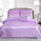 ROOEE Set completo di biancheria da letto in raso di seta, 4 pezzi, lenzuolo con angoli, copripiumino, 2 federe. Colore: lilla, misura singolo