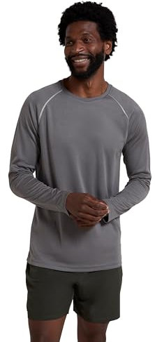 Mountain Warehouse Endurance Mens Top – Long Sleeves, Quick Dry T-Shirt, Highly Breathable Tee, UPF50 Protection Tee Shirt – for, Travelling, Walking, Gym Dark Grey 2XL