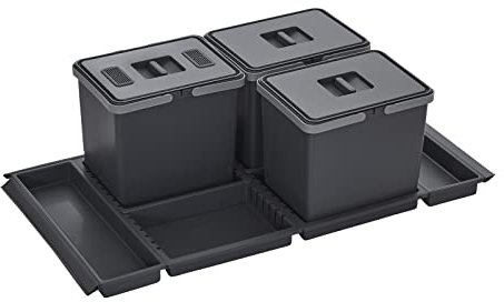 SOTECH Système de tri sélectif Draw 15+15+15L Poubelle avec couvercle Système de tri sélectif pour Tiroir Largeur de caisson 100 cm