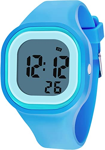 findtime Armbanduhr Digital Uhr Silikonband Eckig Sportuhr 5ATM Wasserdicht Armbanduhren mit Stoppuhr Datum Wecker Licht Teenager Uhren Damen Herren