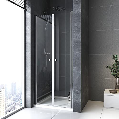 BD-Baode Duschtür 100cm Doppel Pendeltür Nischentür Schwingtür Duschkabine Verstellbereich von 99-101cm 6mm ESG Sicherheitsglas Duschabtrennung Dusche Duschwand Höhe 185cm