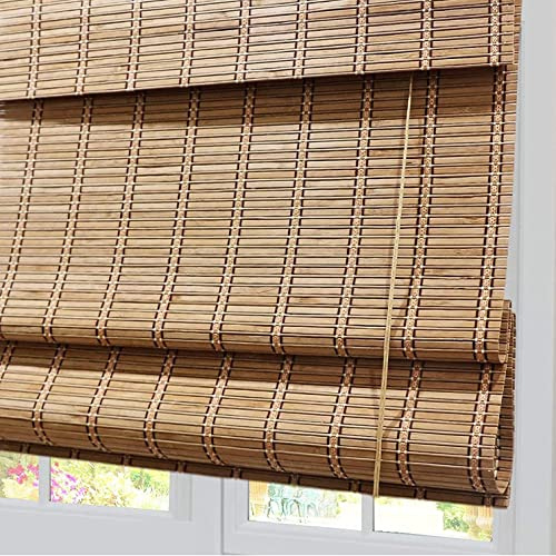 Bambusrollo mit Volant,Natürliche Bambus-Rollo Raffrollo,Holzrollo Jalousie,Schnurzugrollo,60% Sonnenschutz Balkonsichtschutz,Verdunkelungsrollos,für Fenste/Restaurant/Garten (W120xH200cm/47x79in)