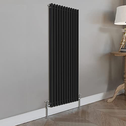 Blümme Traditional Cast Iron Style Triple Column Black Vertical Radiator 1800 x 560mm – Perfect for Bathrooms Kitchen Living Room