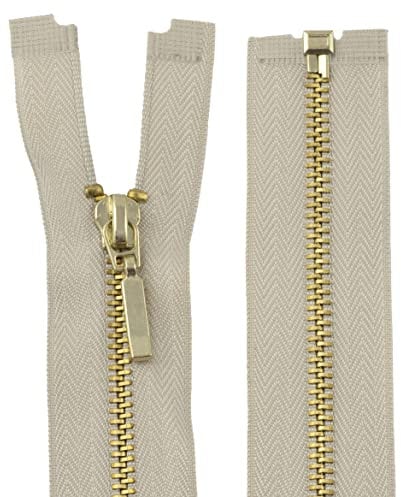 AERZETIX - C61351 - Trennbarer Reißverschluss 50 cm aus Metall mit deko-anhänger - Zipper - beige - Schieber Jeans Westen Lederwaren nähen Kleid Hosen kurzwaren