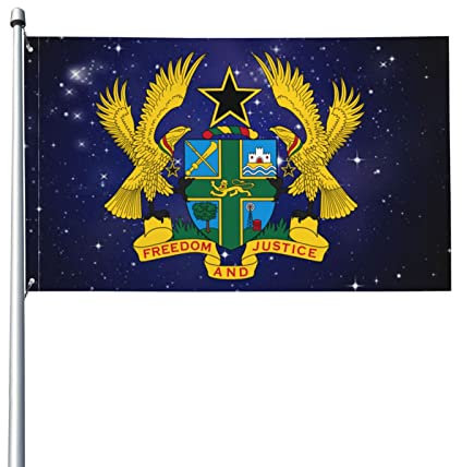 Wappen von Ghana Flagge 9,1 x 1,5 m – UV-beständig – Gartenflagge im Freien mit Ösen