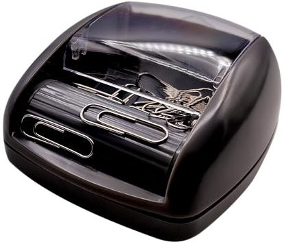 RAYLU PAPER - Supporto magnetico per scrivania, dispenser di clip con rullo magnetico per ufficio, piccolo organizer da scrivania, con 20 clip (Nero)